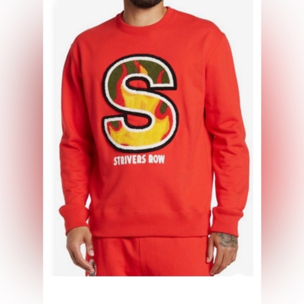 Strivers Row Triumph Crew Sweatshirt High Risk Red Chenille Patch Mens Large NEW